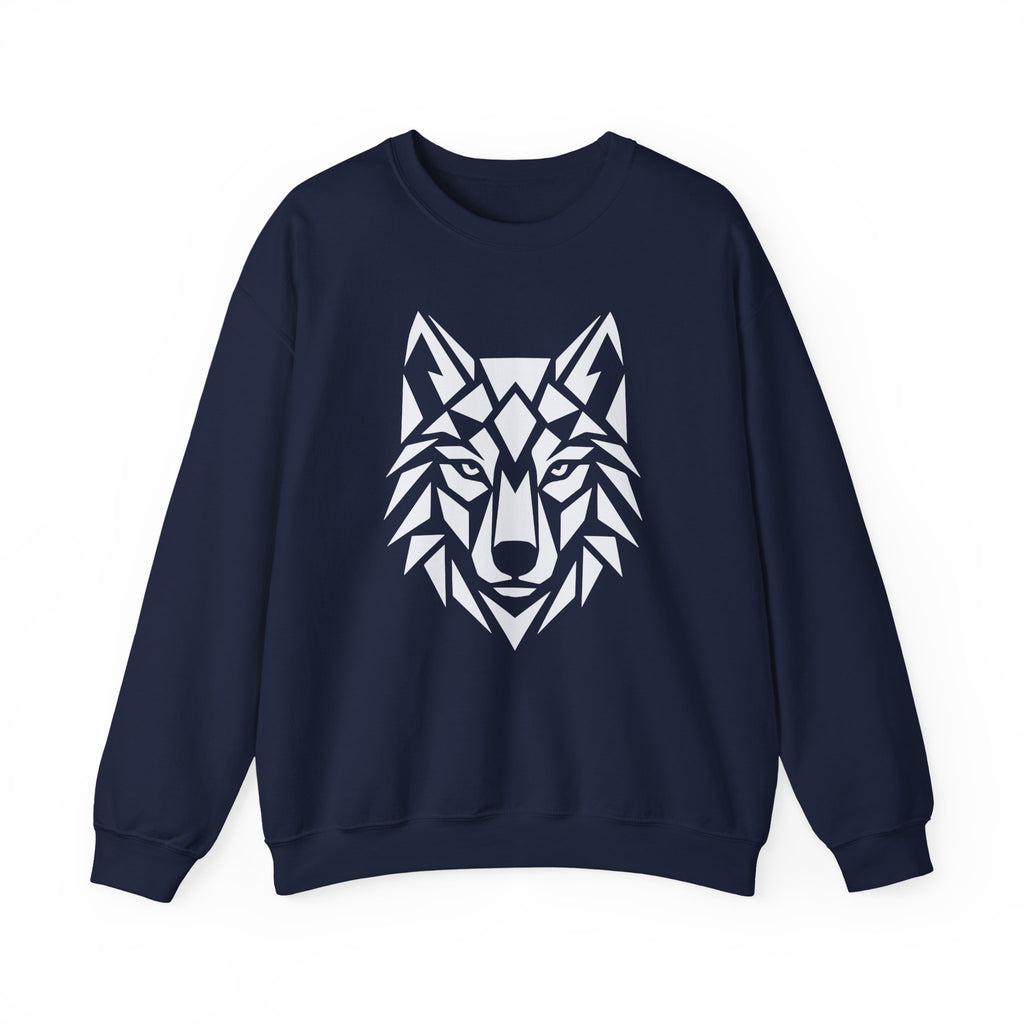 ShadowVector Geometric Wolf Navy Crewneck Sweatshirt