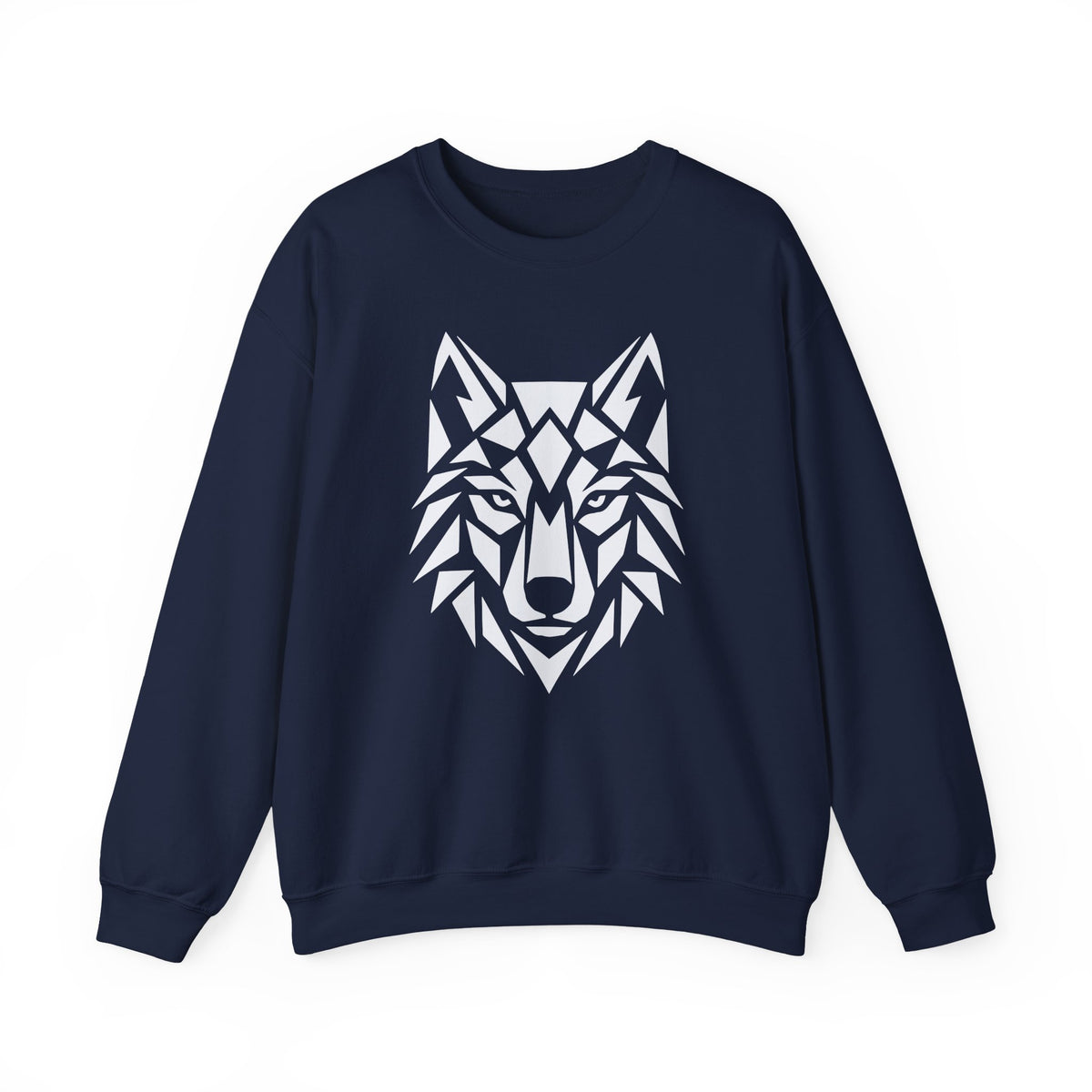 ShadowVector Geometric Wolf Navy Crewneck Sweatshirt
