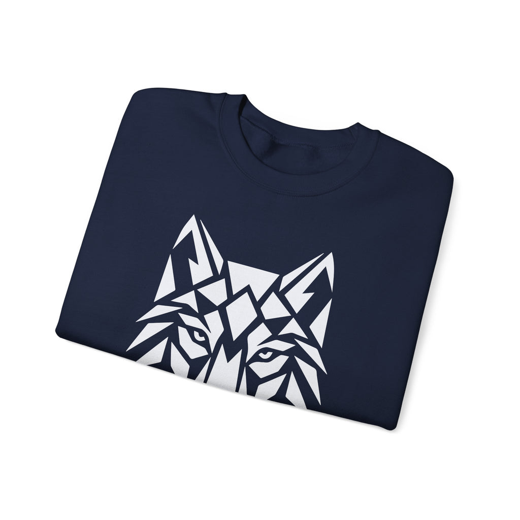 ShadowVector Geometric Wolf Navy Crewneck Sweatshirt