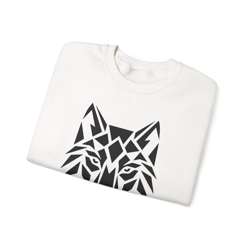 ShadowVector Geometric Wolf White Crewneck Sweatshirt