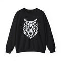 ShadowVector Geometric Wolf Black Crewneck Sweatshirt
